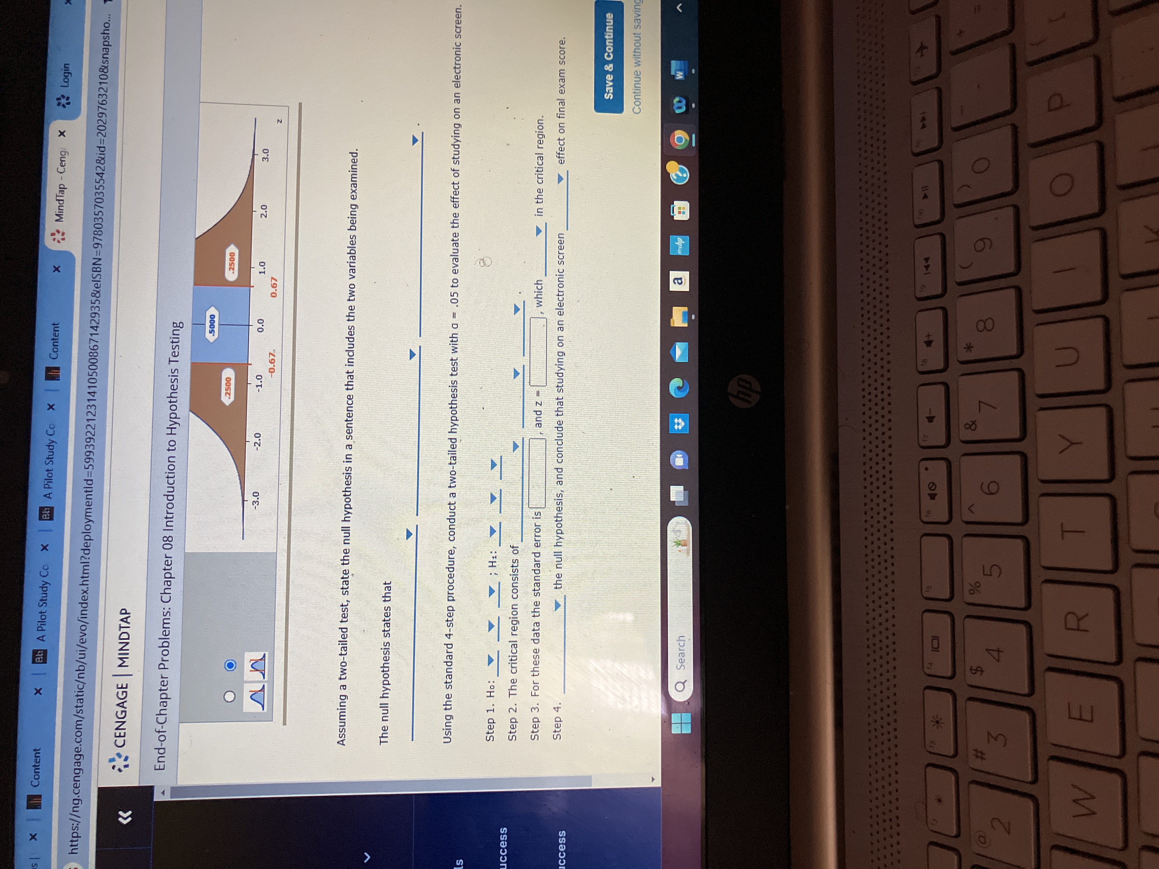 Pilot Study Co x | | Content X MindTap - Ceng: X