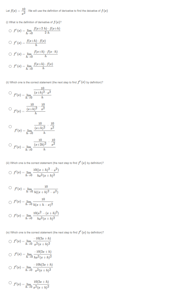 Please Solve Let f(z) = - 2 . We will use the