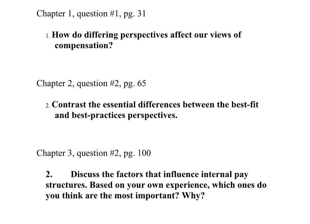  Chapter 1, question #1, pg.31 How do differing perspectives affect our
