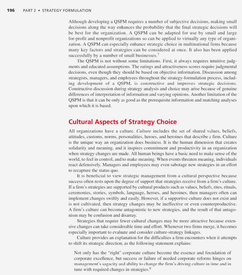 success factors are capitalized upon or improved. The relative attractiveness of each