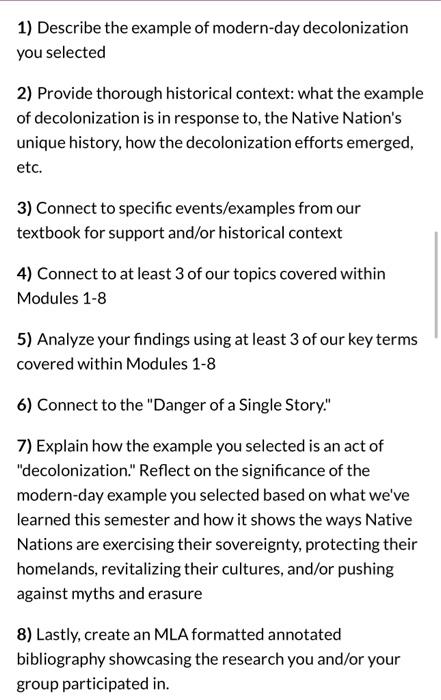 to guide your project/research. Describe the example you selected as if explaining