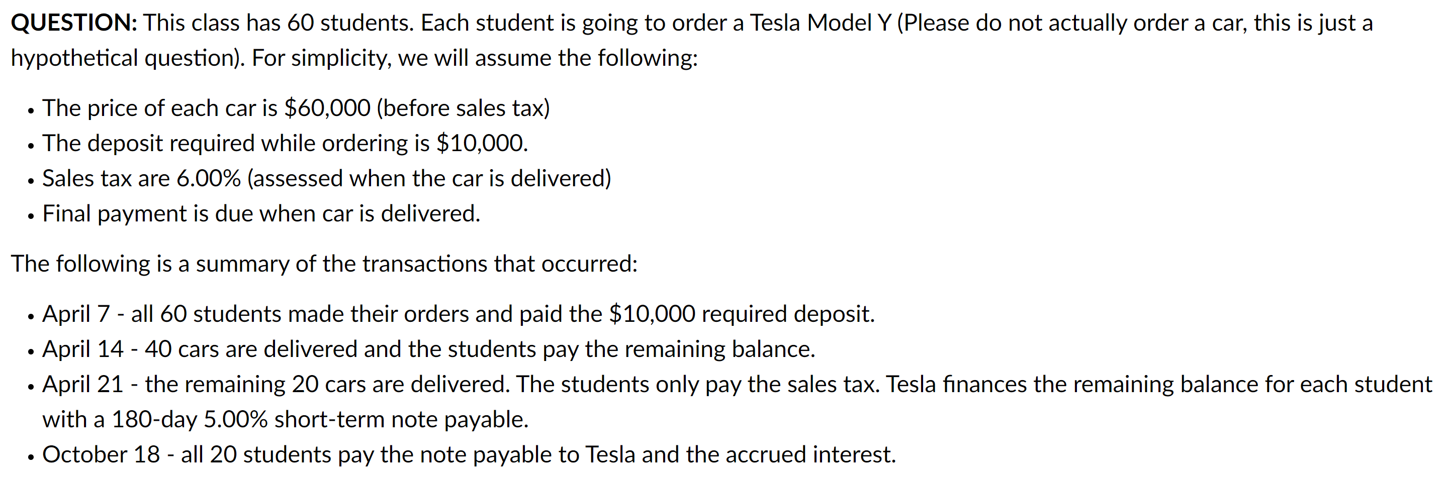 QUESTION: This class has 60 students. Each student is going to
