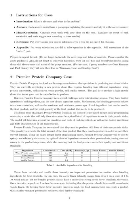  1 Instructions for Case - Introduction: What is the case, and
