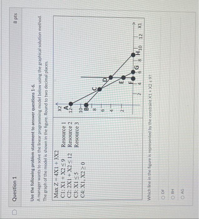  D Question 1 Use the following problem statement to answer questions