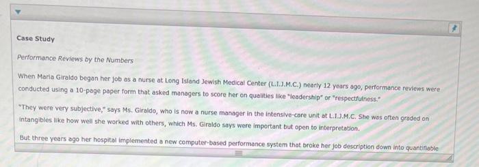  Case study Performance Reviews by the Numbers When Marla Giraldo began