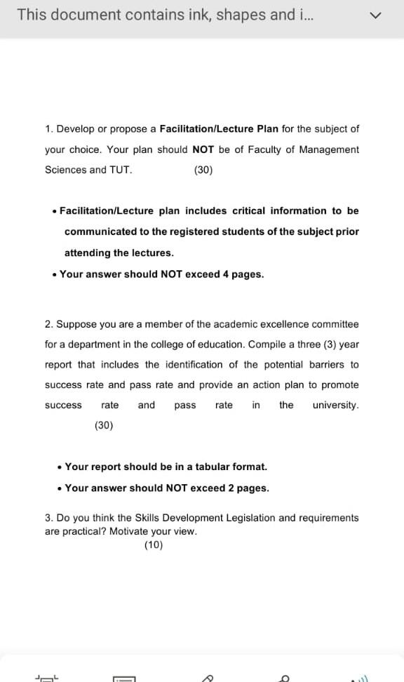 This document contains ink, shapes and i.. 1. Develop or propose