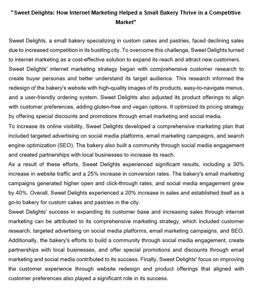 (10 Marks) QUESTION 2 Identify the steps Sweet Delights took to optimize