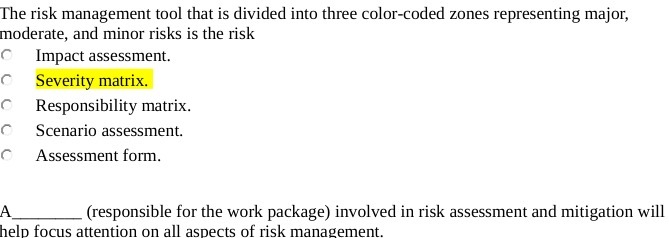  The risk management tool that is divided into three color-coded zones