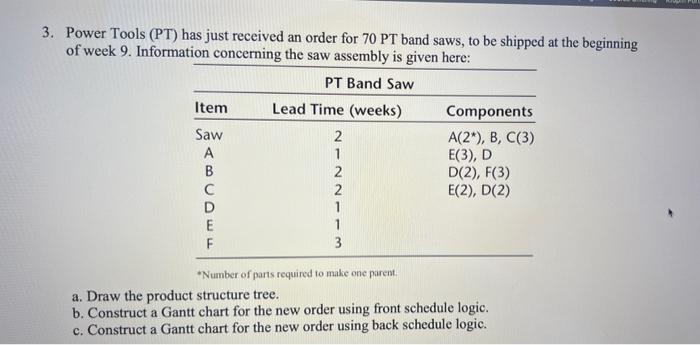 please answer all part, a,b and c Power Tools (PT) has just