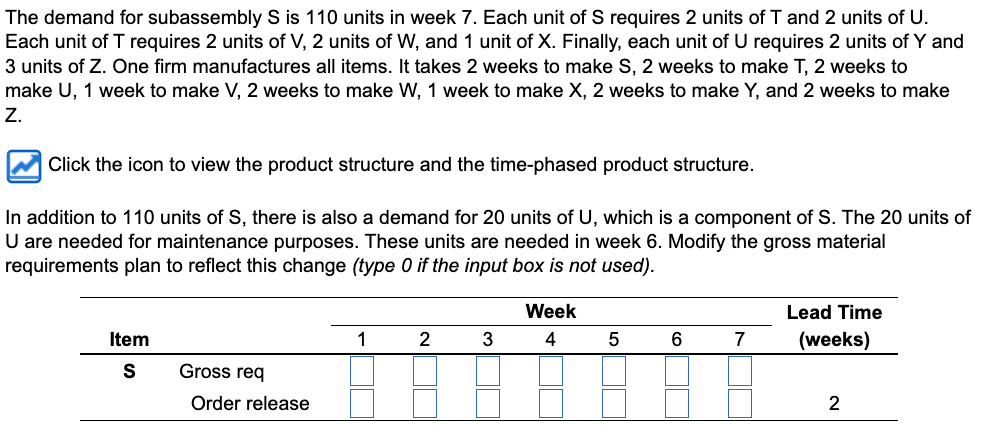 whole numbers ). Gross requirement = ? On hand= ? Net requirement