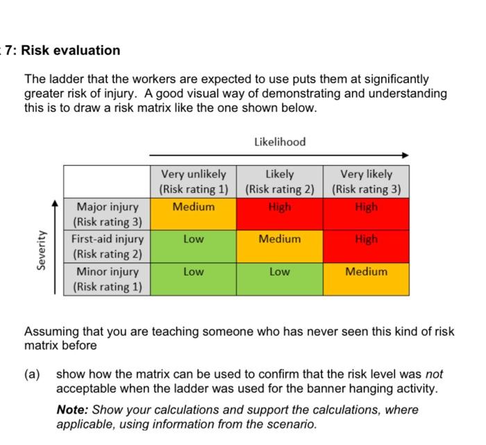  Risk evaluation The ladder that the workers are expected to use