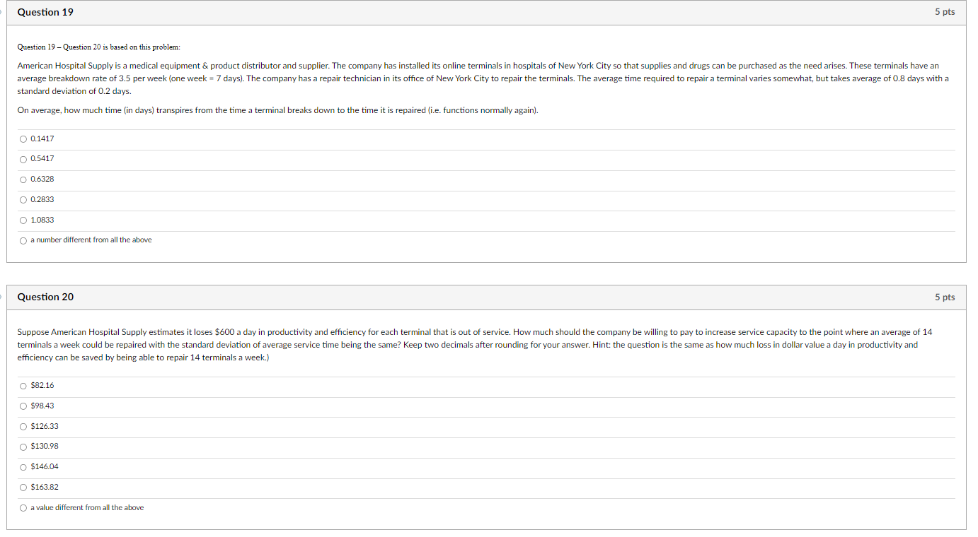  Question 19 - Question 20 is based on this problem: standard