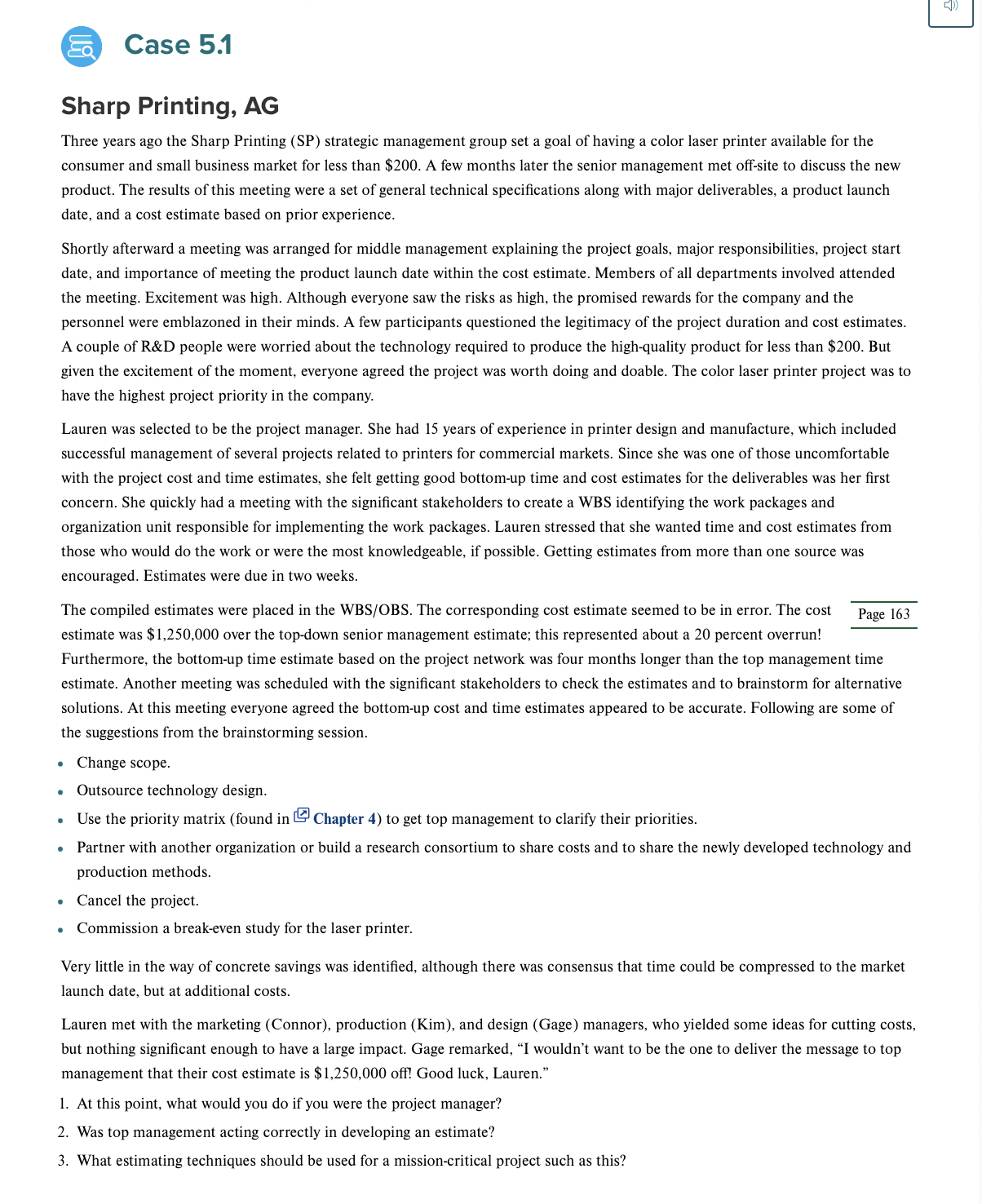 Read case 5.1 carefully then answer the THREE questions at the end