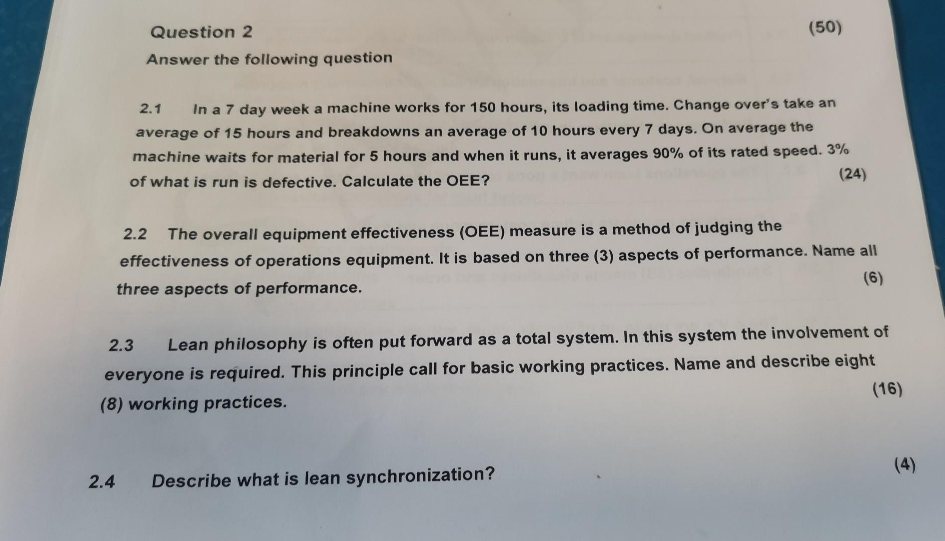 Question 2 (50) Answer the following question 2.1 In a 7