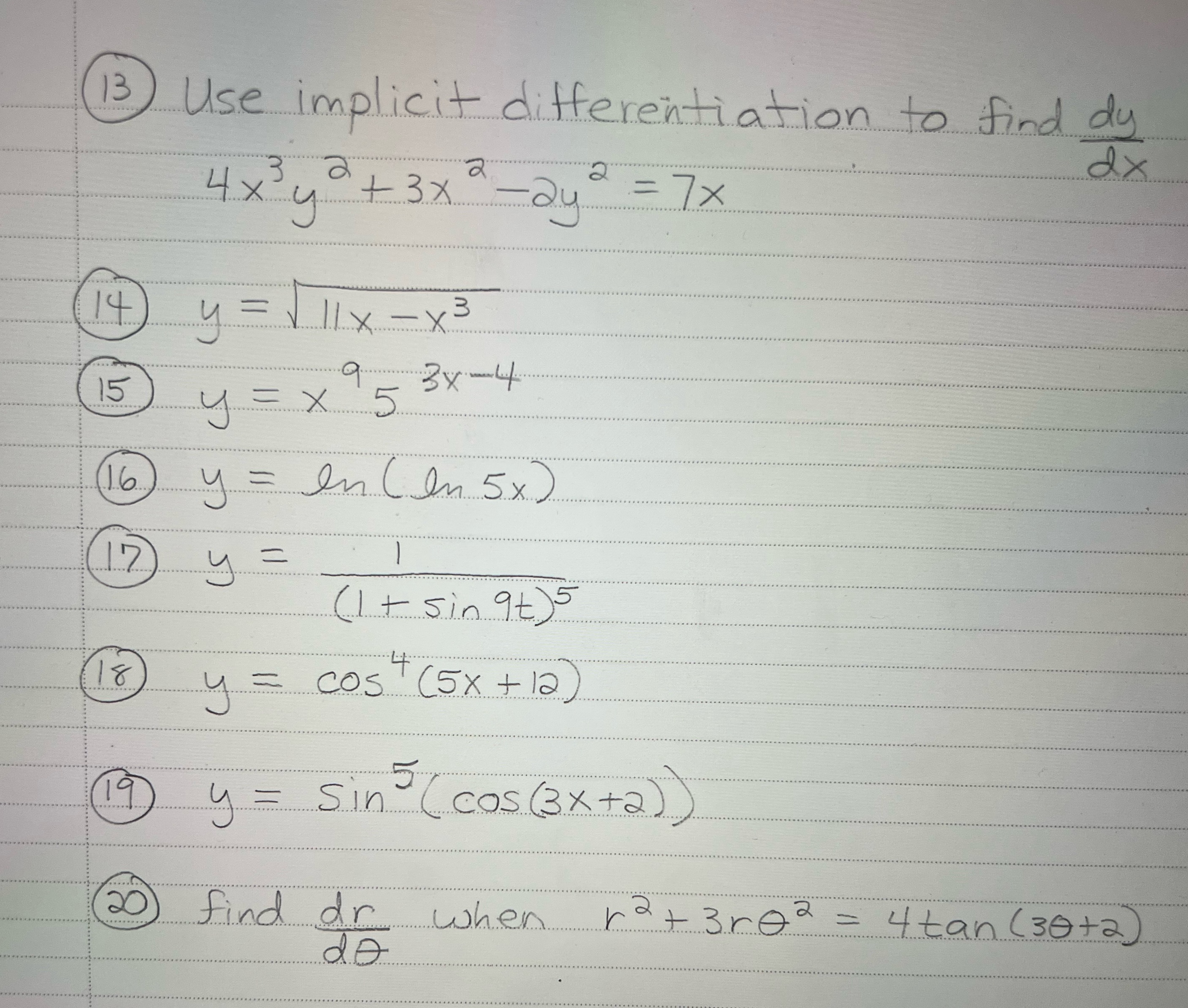 I need help finding the first derivative. \f