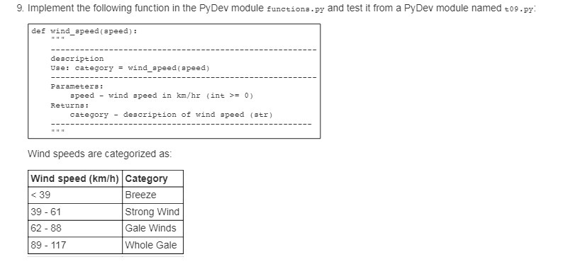  9. Implement the following function in the PyDev module functions.py and