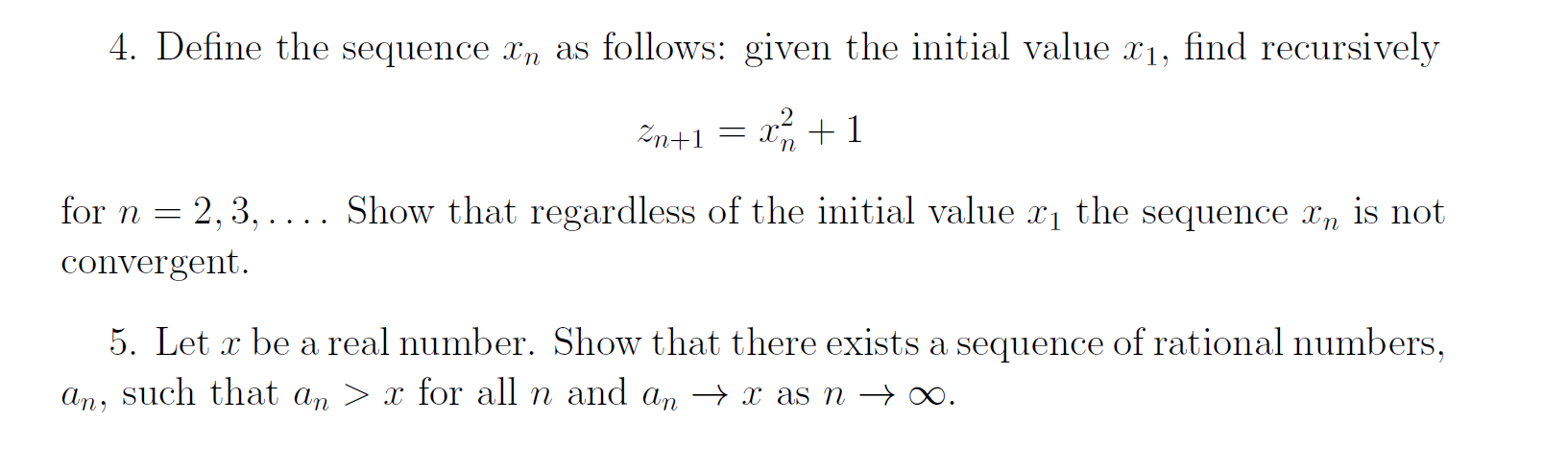  4. Define the sequence In as follows: given the initial value