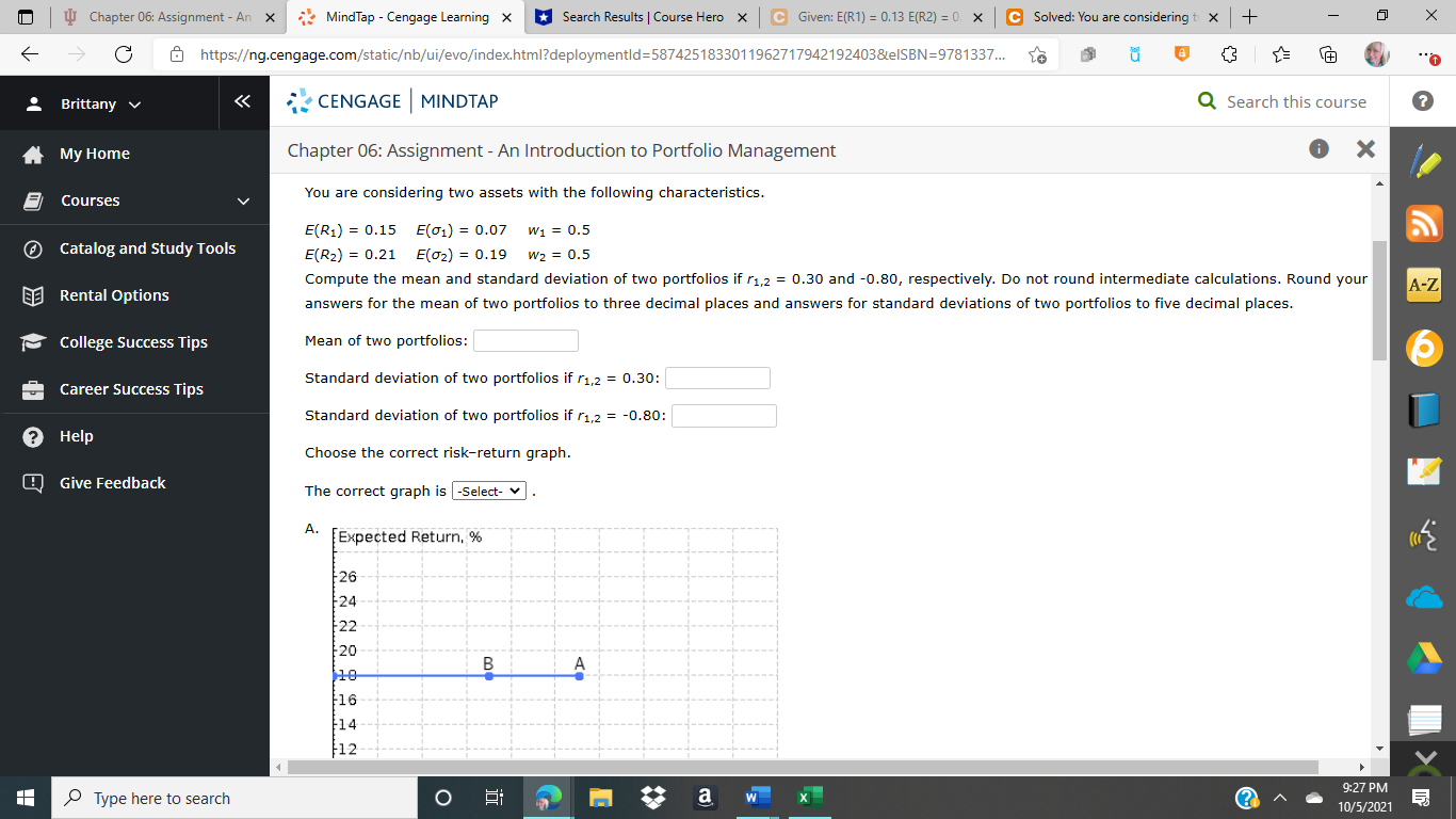 0.13 E(R2) = 0. x C Solved: You are considering t x