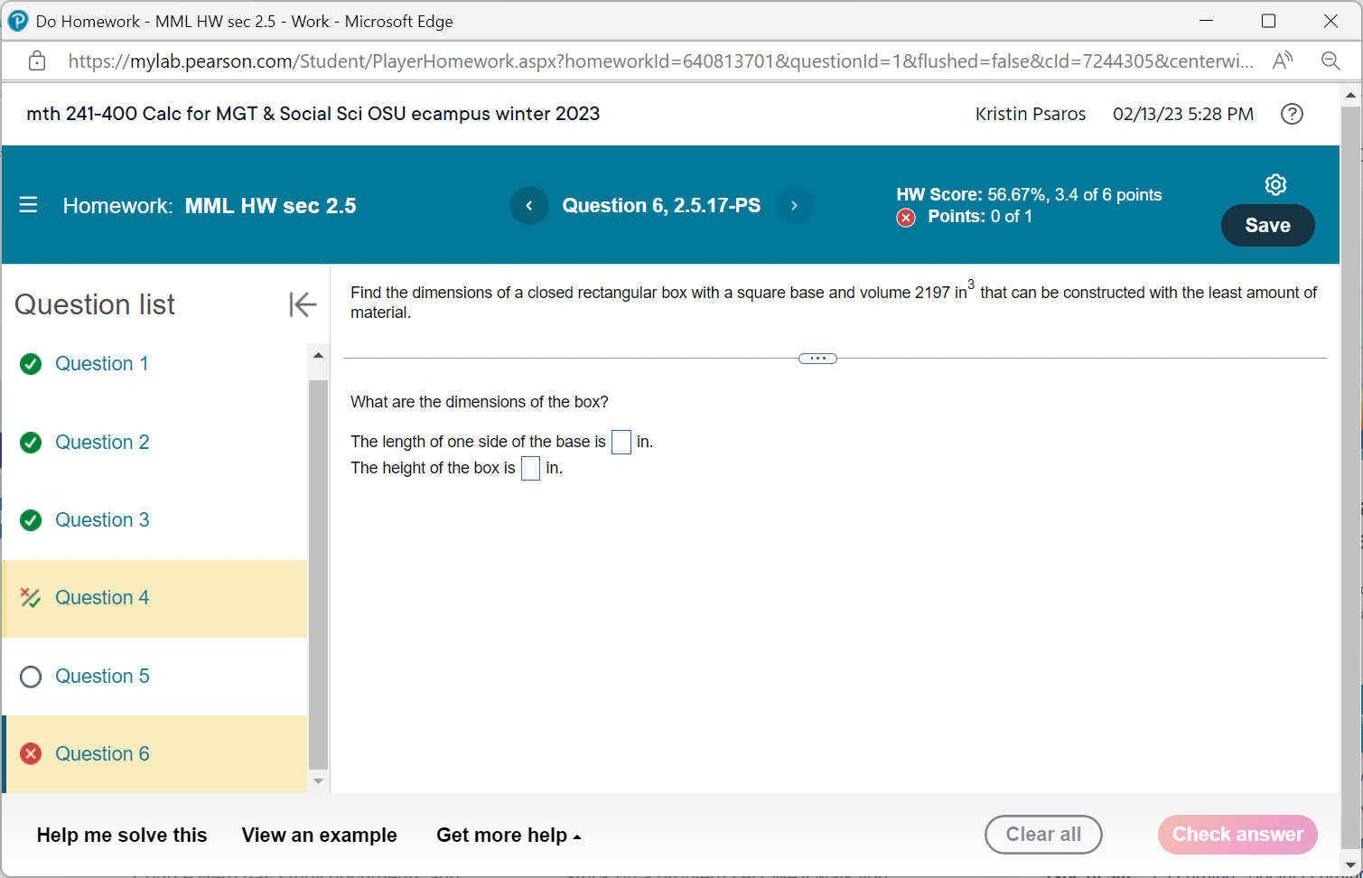  Do Homework - MML HW sec 2.5 - Work - Microsoft