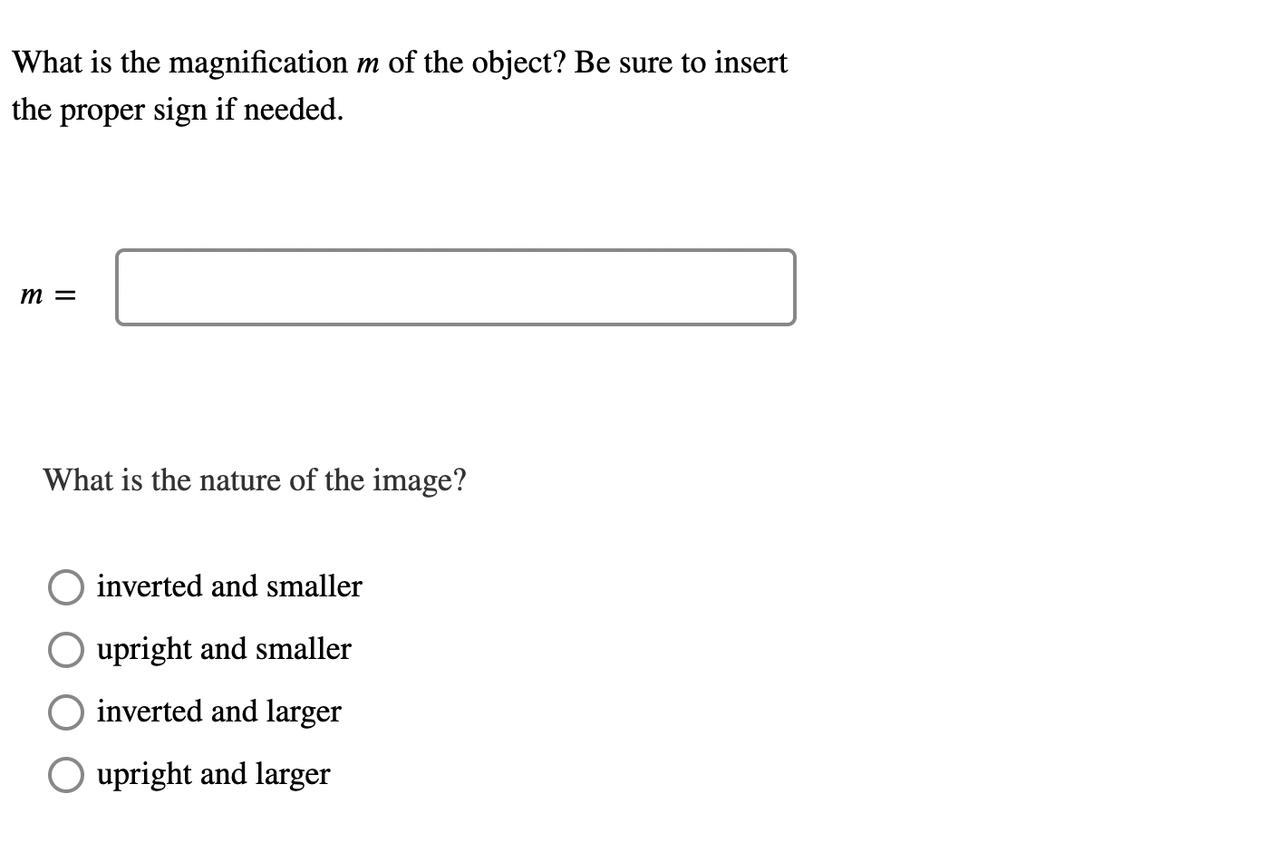 an object do = 9.100 cm from a diverging lens with radius