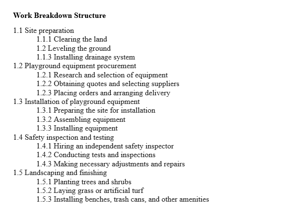 Playground Project Plan Continued In Lesson 9, you were asked to create