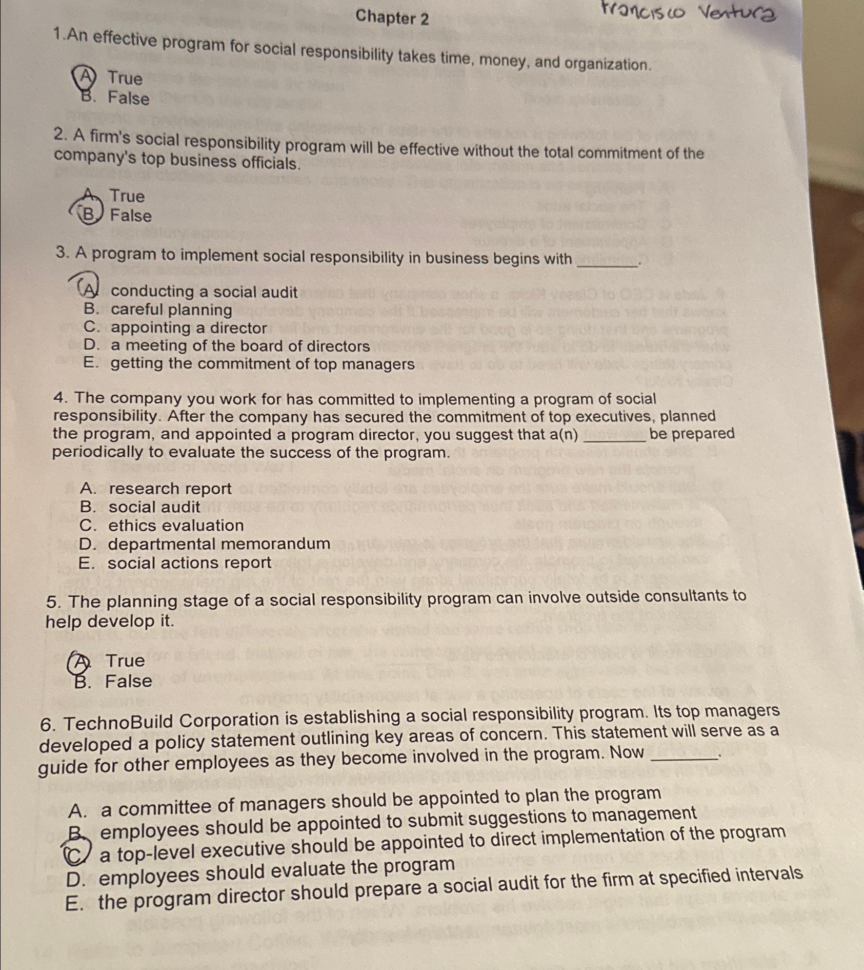 Chapter 2 francisco Ventura An effective program for social responsibility takes