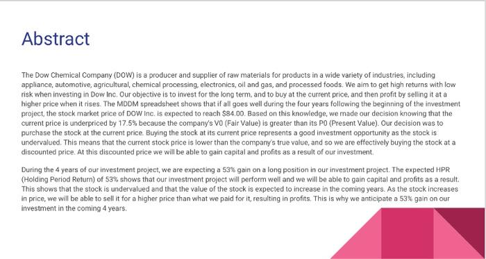 values needed for the MDOM apreadsheet, the decision was to "Buy' the