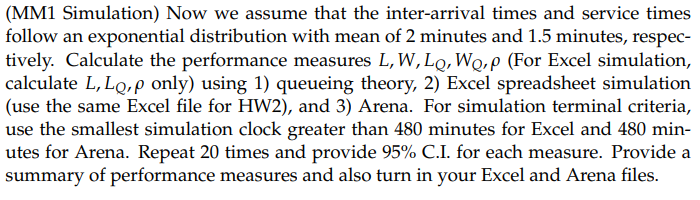 the arrival times and service times (in minutes) of 10 customers. Performance