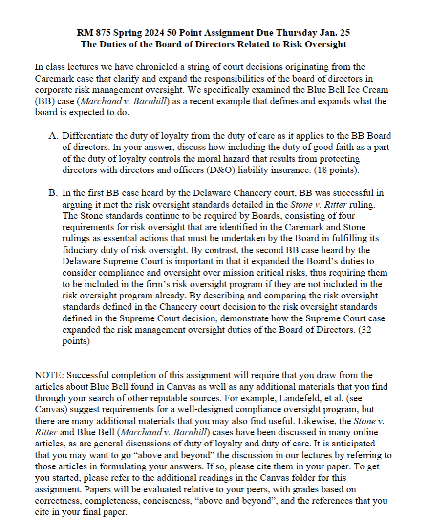  RM 875 Spring 202450 Point Assignment Due Thursday Jan. 25 The