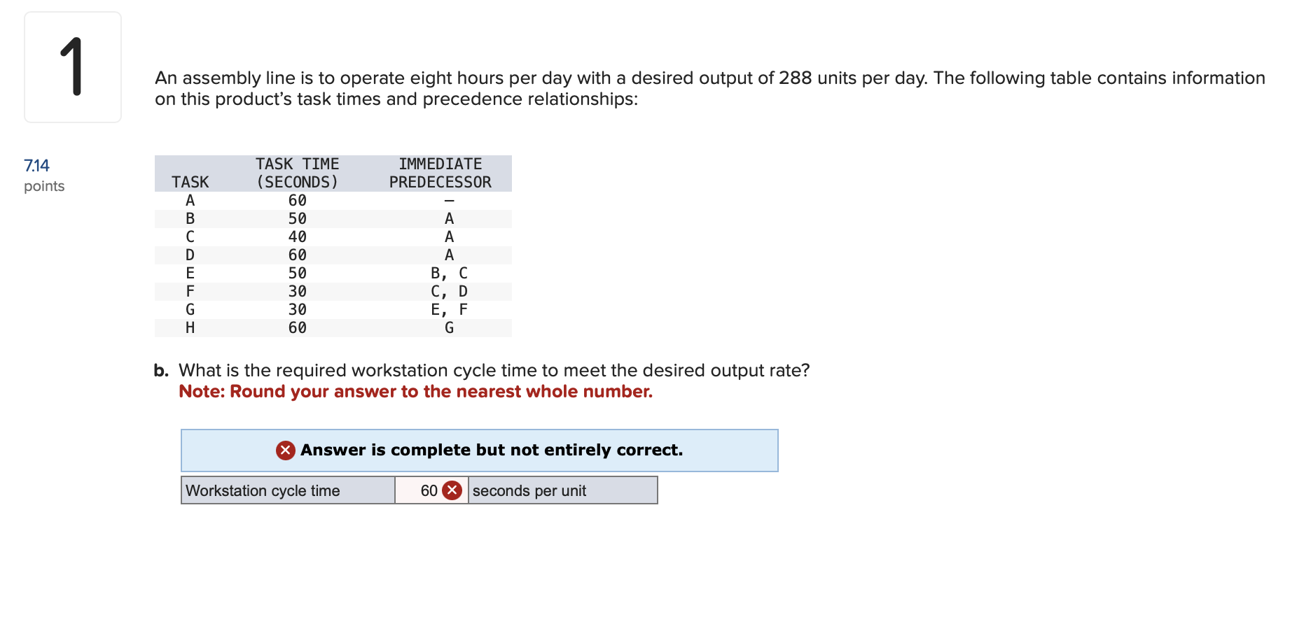 An assembly line It's one question, but it has three parts to