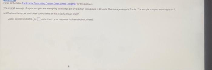  Please solve for (a) UCLx (b) LCLx (c) UCLr (d) LCLr