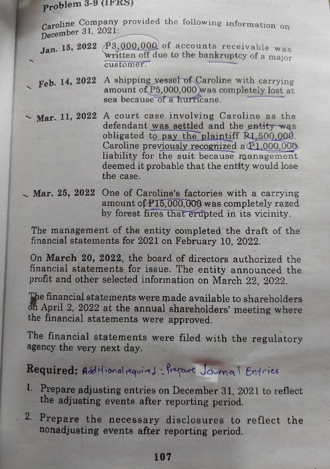  Intermediate Accounting 3 - Chapter3 Notes to Financial Statements Caroline Company