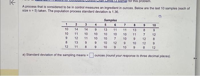 an ingredient in ounces. Below are the last 10 samples (each of