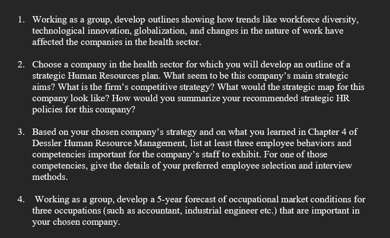  1. Working as a group, develop outlines showing how trends like