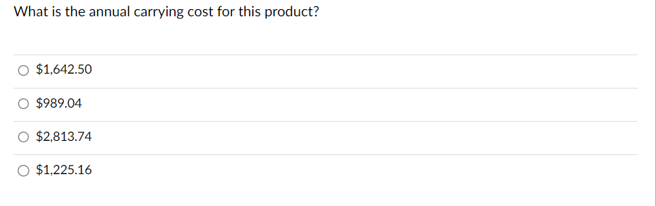 Use the below information for the next 5 questions: A wholesale company