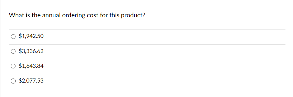 is reviewing its inventory costs for a high-volume item which has an