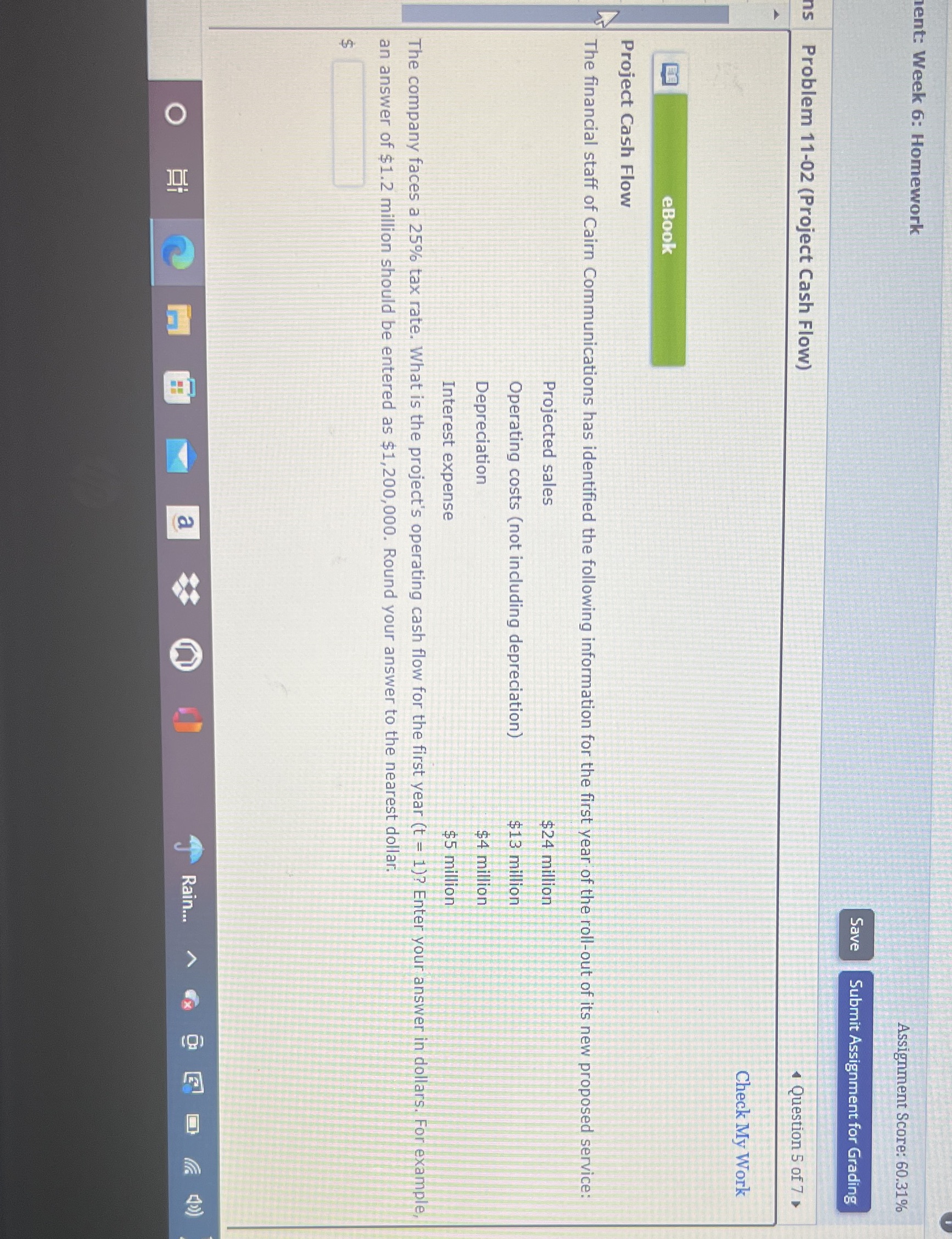  ent: Week 6: Homework Assignment Score: 60.31% Save Submit Assignment for
