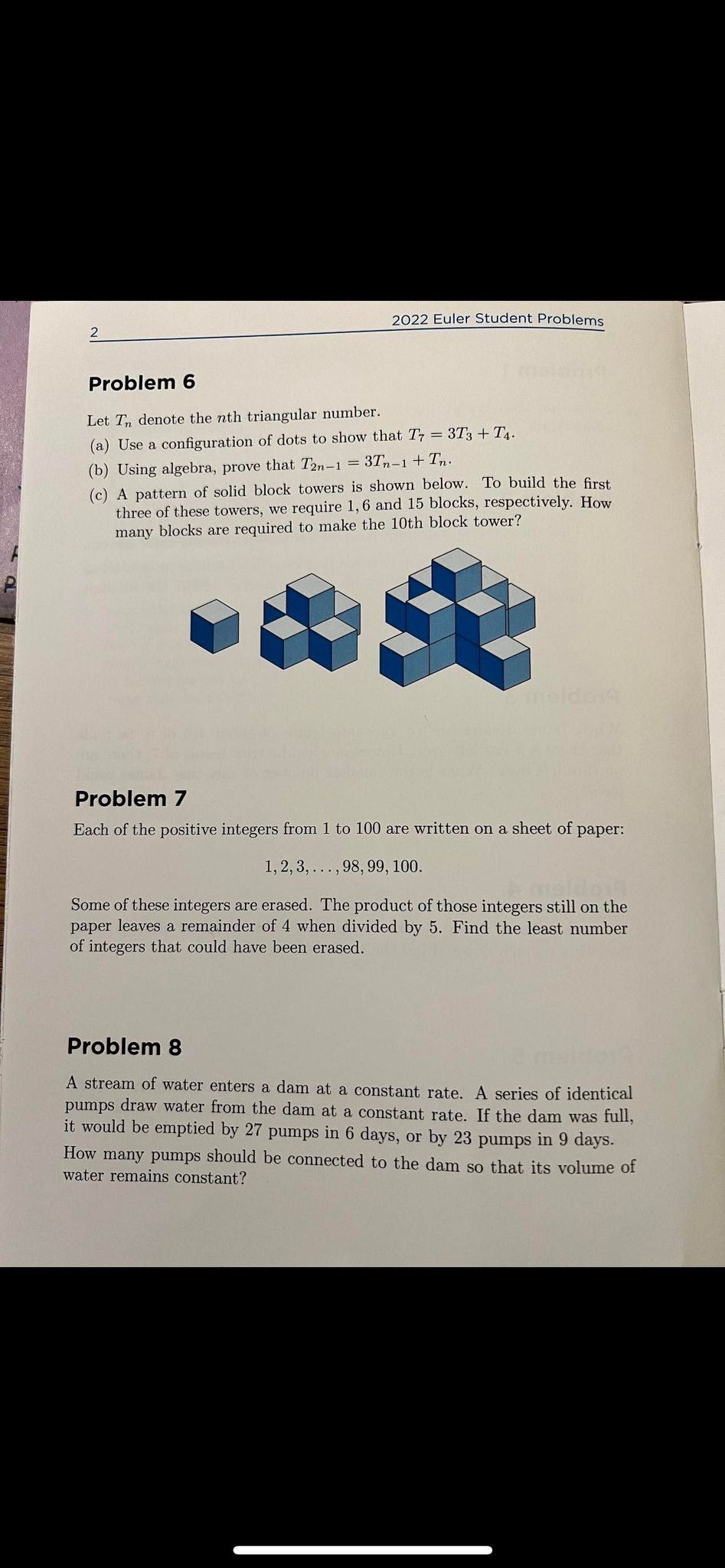  2022 Euler Student Problems Problem 6 Let Th denote the nth