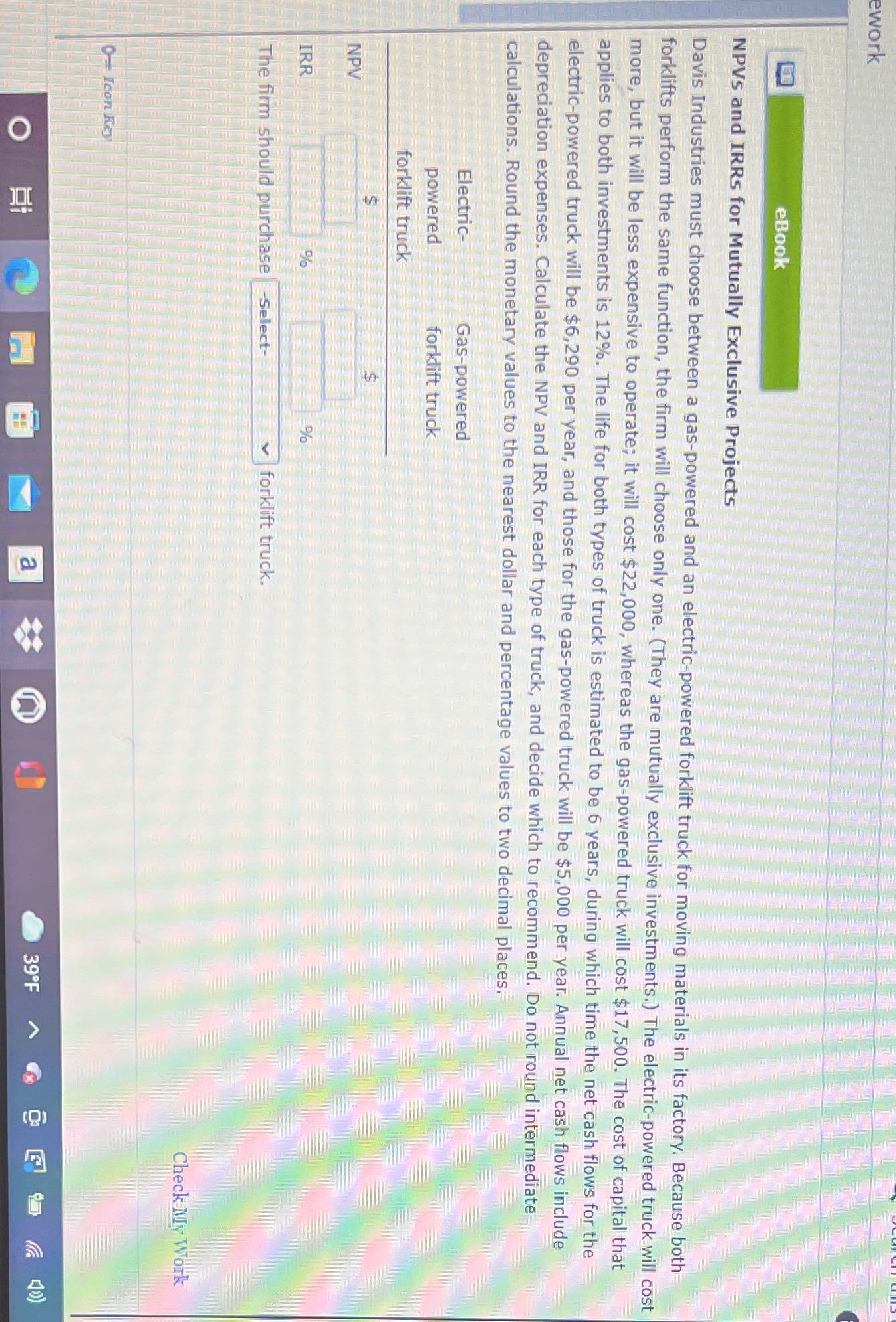 ework eBook NPVs and IRRs for Mutually Exclusive Projects Davis Industries