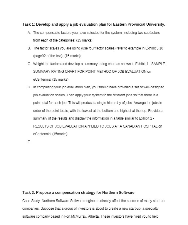 Task 1: Develop and apply a job evaluation plan for Eastern