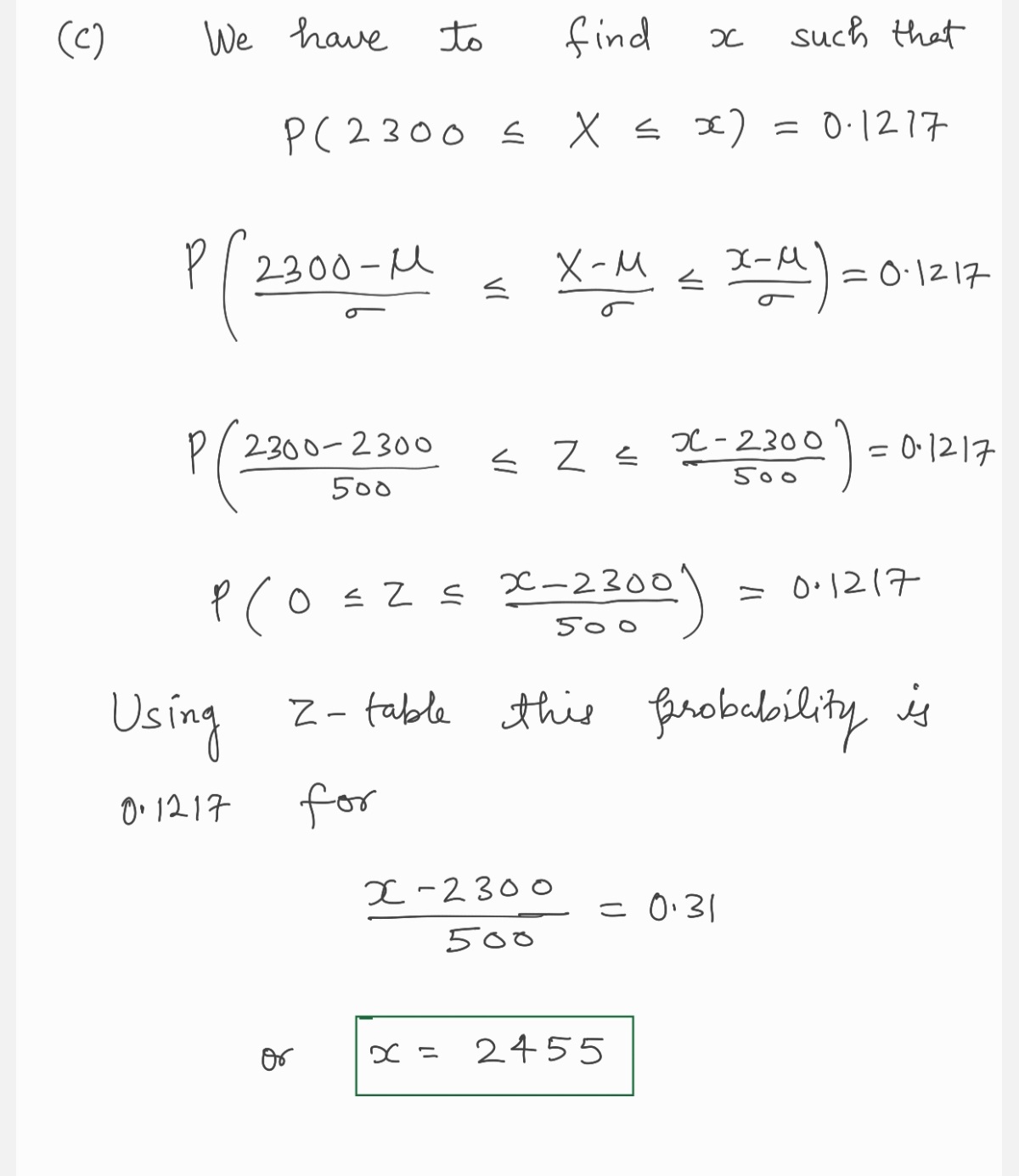 b. Find x such that AX> x) = 0.025. Note: Round your