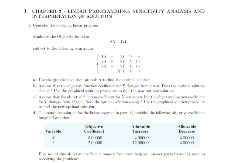  3 CHAPTER 3 - LINEAR PROGRAMMING: SENSITIVITY ANALYSIS AND INTERPRETATION OF