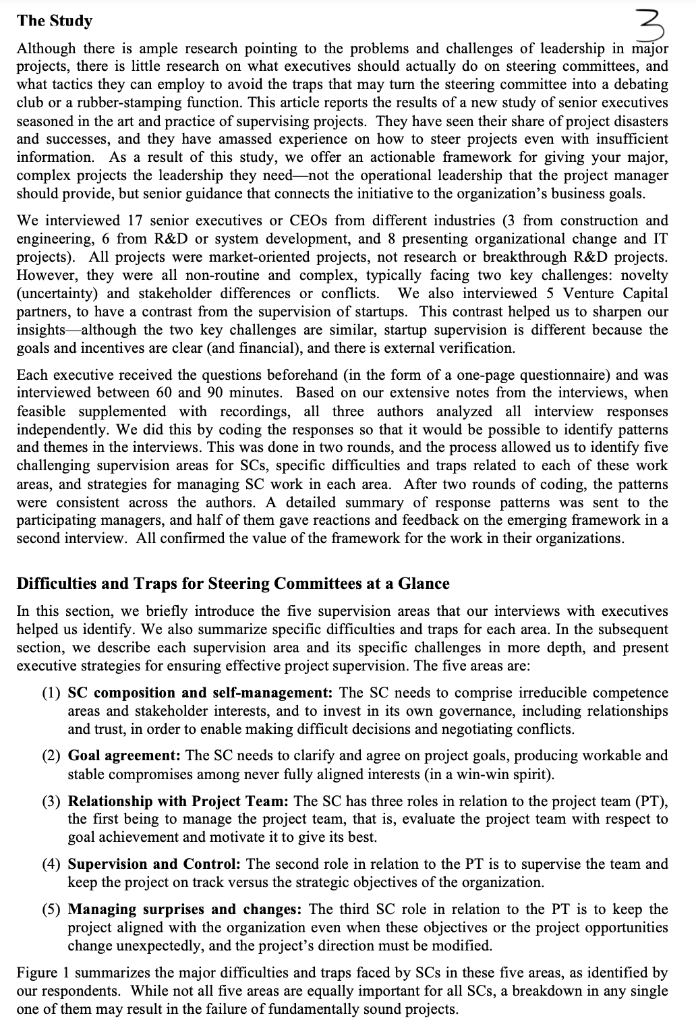 project management success. Explain why you selected the three areas. Please show