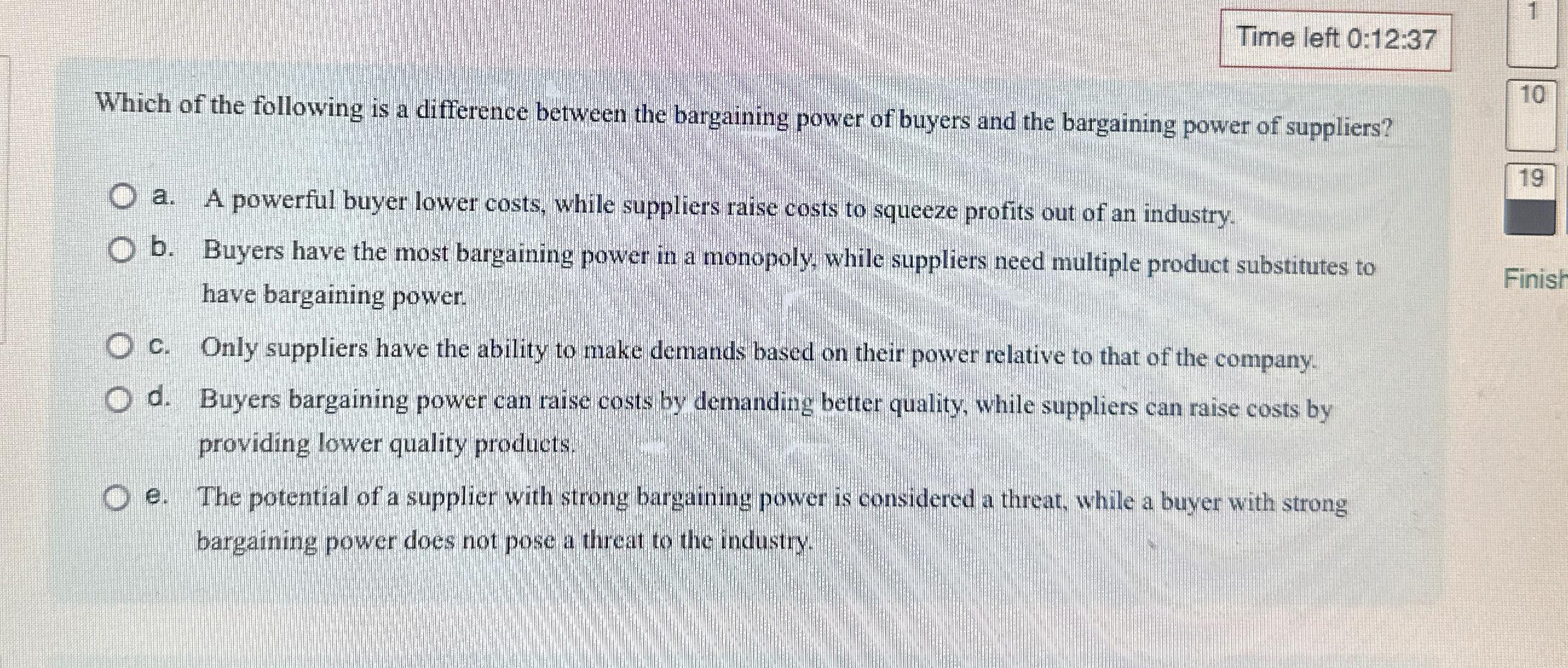  Time left 0:12:37 Which of the following is a difference between