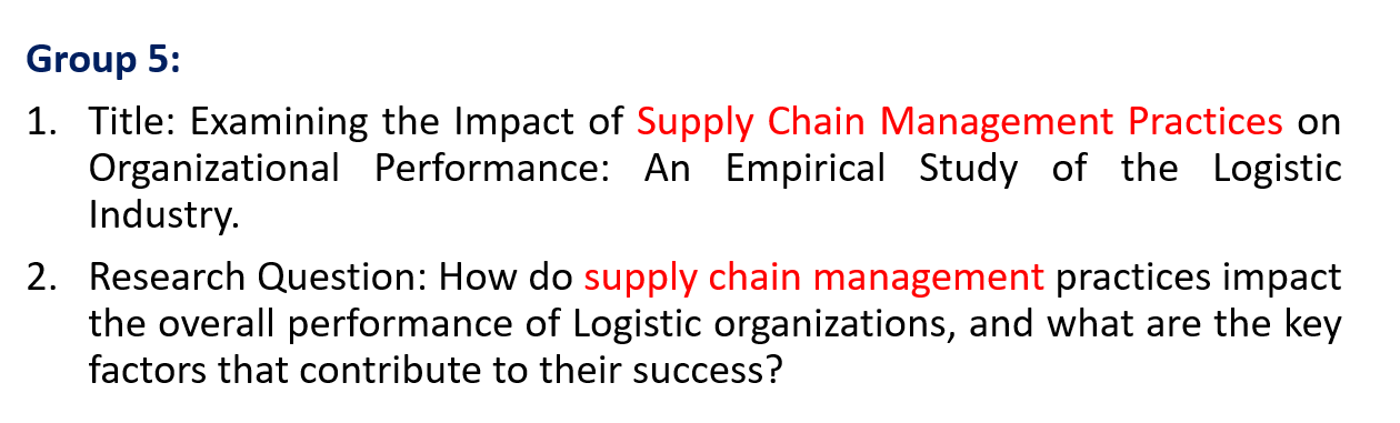 critical for the success of logistic organizations, the impact of these practices