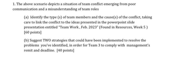 following scenario and answer the questions belew. Five teans in Company X