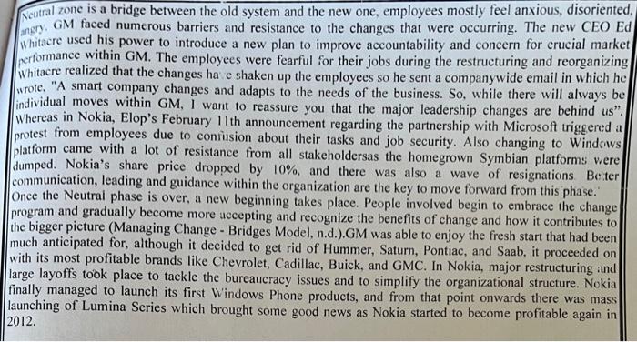and Nokia General Motors (GM) grew from a small organization into a