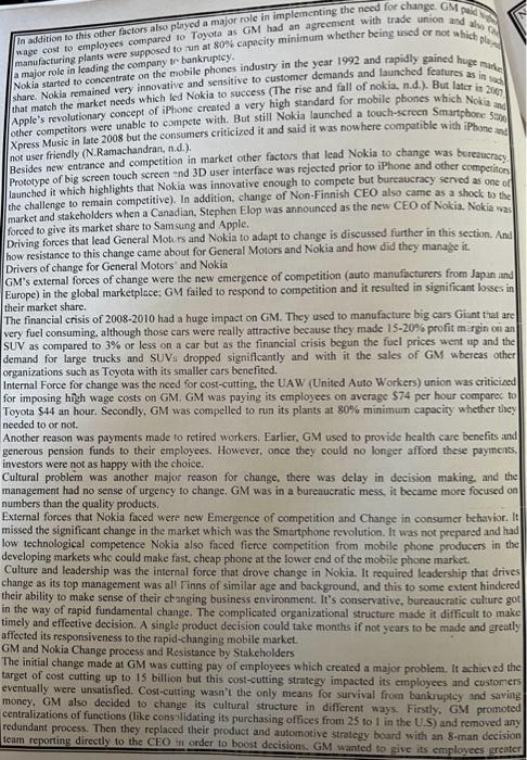 point out components, process, models, interventions of OD. Background of General Motors