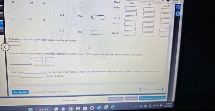 materials issuances and balances for the matedials subsidiarv lednae 3. Determine the