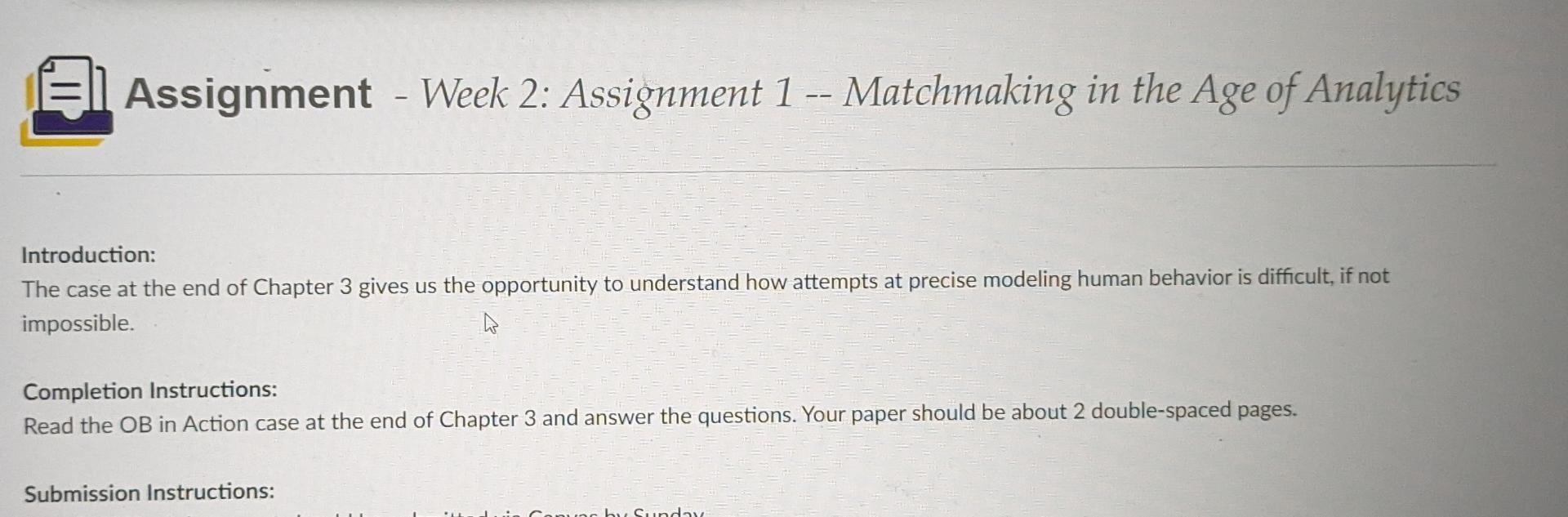  El Assignment - Week 2: Assignment 1-- Matchmaking in the Age